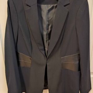 Black Blazer with Satin Accents